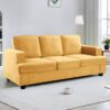 Modern Sofa, Comfortable 3 Seater Couch With Deep Seating, Loose Back Cushions, Wide Arms - Mustard Yellow - Image 8