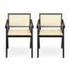 Chandigarh - Arm Dining Chair (Set of 2) With Natural Cane Design / Black - Image 4