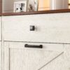 Barn Door Double Tilt Out Trash Cabinet For 20 Gallon Cans With Free Standing Recycling And Laundry Storage - Brown / Antique White - Image 15