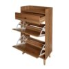 Allen - Rattan 2 Door 1 Drawer Cabinet Shoe Rack For Entrance, Double Layer - Walnut - Image 15