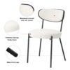 Boucle Modern Kitchen Dining Chair With Bentwood Ash Veneer Back And Black Metal Legs, (Set of 2) - Cream - Image 6