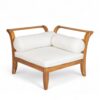 6 Piece Patio Sofa Set, Acacia Wood Outdoor Modular Sectional Garden Furniture Set L Shaped Conversation Set, Convertible Daybed With Tea Table, Ottoman, 5 Cushions And Pillows - Teak / Beige - Image 15