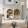 Arched Small Bookcase, Storage Cabinet, Bookshelf With 3 Shelves For Living Room - Oak / White - Image 6