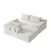 Modern Chenille Upholstered Sectional Sofa Couch Set, Modular L Shaped Sectional Living Room Sofa Set With 6 Pillows, Free Combination - Beige - Image 8