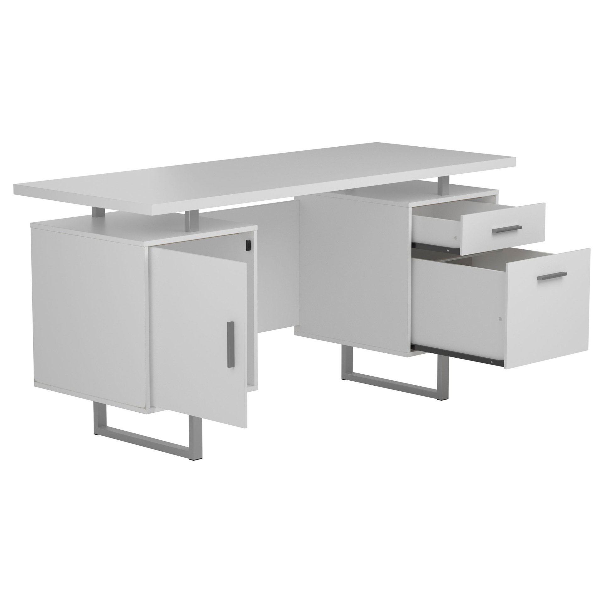 2 Drawer Computer Desk High Gloss Home Office - White - Image 5