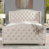 Marcella - Queen Upholstered Shelter Headboard Bed Set - Sky Neutral Beige - Image 9