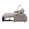 Convertible Sofa Bed Loveseat Sofa With Three USB Ports, Two Side Pockets, Two Cup Holders And 360° swivel Phone Holder For Living Room - Light Gray - Image 21