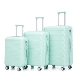 Set 3 Pieces 20" / 24" / 28" Abs Spinner Wheel Luggage, Matching Color, With Combination Lock - Mint Green