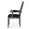 French Country Style Dining Chair With Cane Backrest And Polyester Upholstery - Black - Image 9