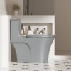 Ceramic 1 Piece Toilet With Tornado Flush And Soft Closing Seat - Light Gray - Image 5