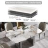 63" Modern Artificial Stone Pandora White Curved Metal Leg Dining Table, 6 People - Antique White / Black - Image 11