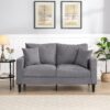 High Resilience Loveseat Sofa With Wooden Frame, Upholstered - Light Gray - Image 2
