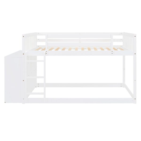 Full Over Full Bunk Bed With Storage And Shelves And Elegant Durable Design - White