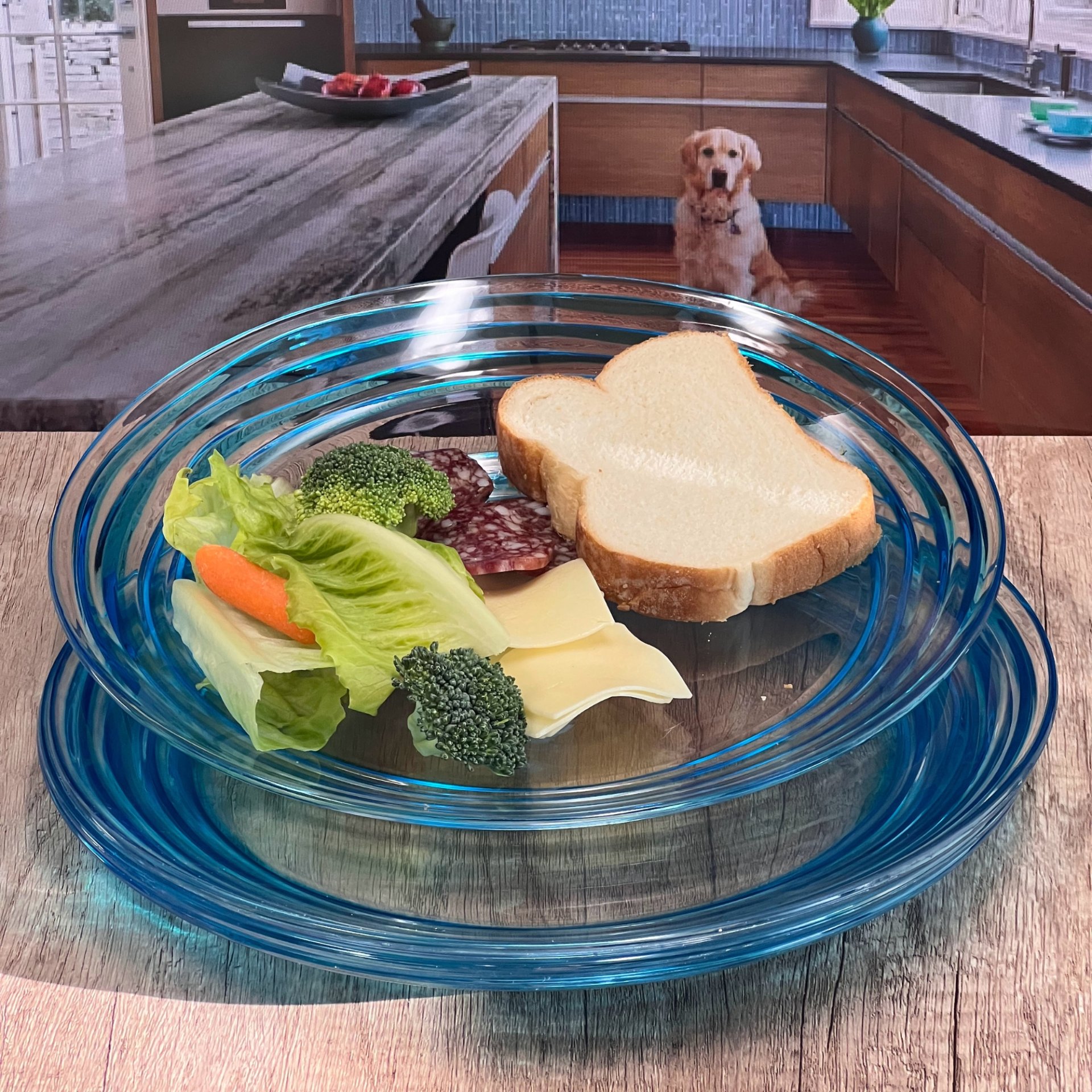 Designer Swirl 12" Acrylic Dinner Plates (Set of 4) Unbreakable Plates Bpa Free And Dishwasher Safe - Blue - Image 4