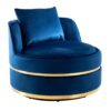 360 Degree Swivel Accent Chair With Seat Cushion, Over Sized Upholstered Barrel Chair - Blue - Image 9
