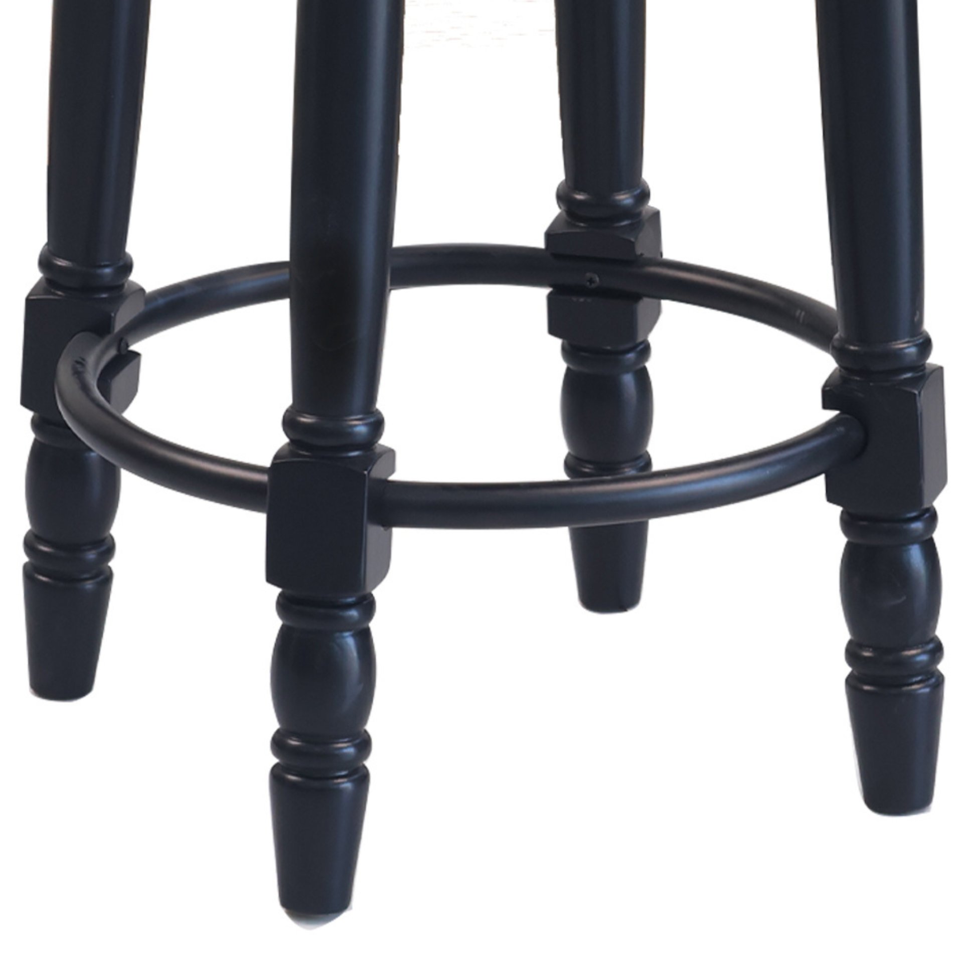 360° Swivel Wooden Barstools, 26" Counter Height (Set of 2) With Fabric Upholstered Seat - Black - Image 5