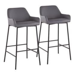 Daniella - Industrial Fixed Height Bar Stool (Set of 2) - Black / Gray