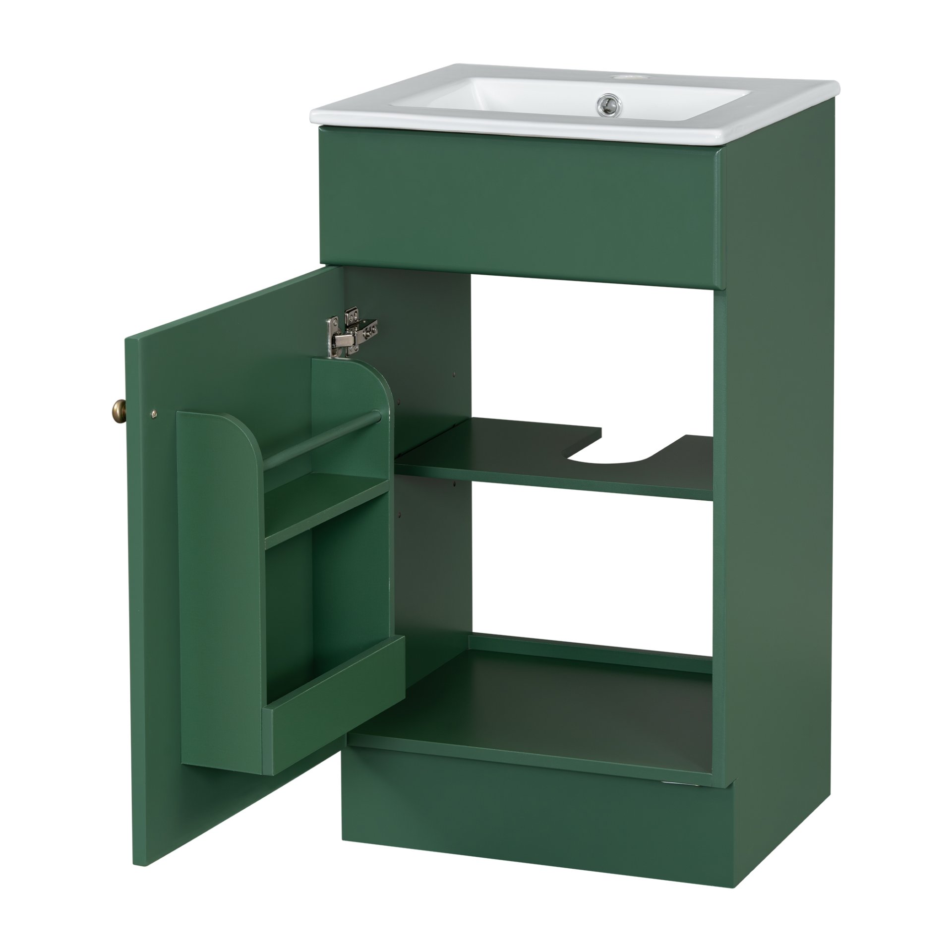 18" Bathroom Vanity With Sink, & Ceramic Cabinet With Adjustable Shelf - Green - Image 13