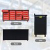 Garage Storage Cabinets With Workbench (20 Drawers) - Red - Image 6