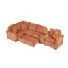 L Shaped Convertible Sofa Bed With Pull Out Bed, Cup Holders, And Storage - Orange - Image 18
