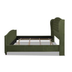 Marcella - King Upholstered Shelter Headboard Bed Set - Olive Green