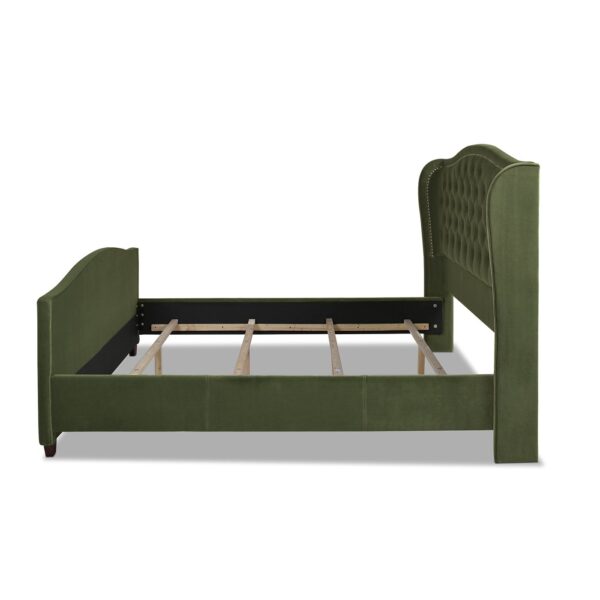 Marcella - King Upholstered Shelter Headboard Bed Set - Olive Green