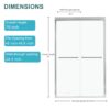 Modern Semi Frameless Bypass Sliding Shower Enclosure, Tempered Glass - Chrome - Image 3
