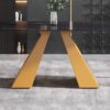 63" Artificial Stone Black Curved Golden Metal Leg Dining Table, 6 People - Black / Gold - Image 8