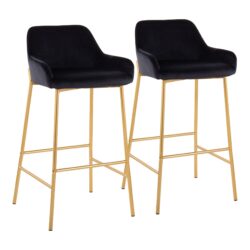 Daniella - Contemporary / Glam Fixed Height Bar Stool (Set of 2) - Gold / Black