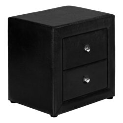 Nightstand, Storage Drawer, Upholstered, Transitional - Black