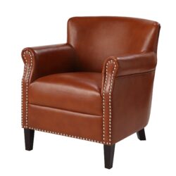 Hadley - Club Chair Upholstered With Nailhead Trim - Caramel