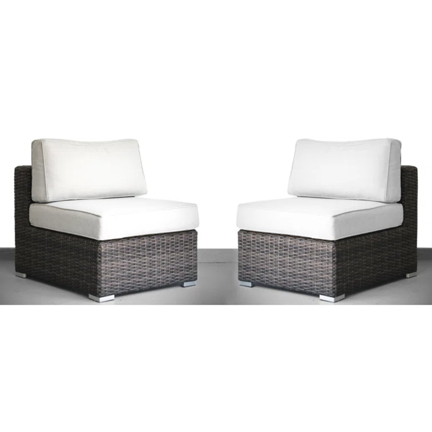 4 Person Rattan Patio Lounge Set With Premium Cushions - Brown Mix - Image 3