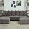 Modular Sectional Sofa, 5 Seater Oversized Convertible L & U Shaped Couch, Corduroy Fabric - Gray - Image 3