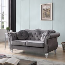 Cozy Transitional Flared Arm Loveseat - Dark Gray