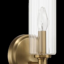 Jardin - Single Light Wall Sconce With Clear Ribbed Satin - Clear / Gold