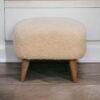 Boucle Square Footstool - Cream - Image 10