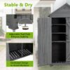 Outdoor Storage Cabinet, Garden Wood Tool Shed, Outside Wooden Shed Closet With Shelves And Latch For Yard - Gray - Image 9