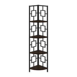 Bookshelf, Bookcase, Etagere, Corner, 4 Tier, For Office, Contemporary & Modern - Espresso