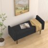 Teddy Velvet Storage Stool With Storage Space For Apartments Living Rooms Bedrooms Rubber Wood Sponge Linen - Black - Image 2
