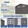 Large Metal Outdoor Storage Shed With Lockable Door, Air Vent, And Clear Window For Garden Tools And Bicycles - Gray - Image 8