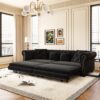 3 In 1 Pull Out Sofa Bed, King Size Sofa Bed, 3 Seater Sofa With Movable Ottoman, Tufted Design, Suitable For Living Rooms - Black - Image 9