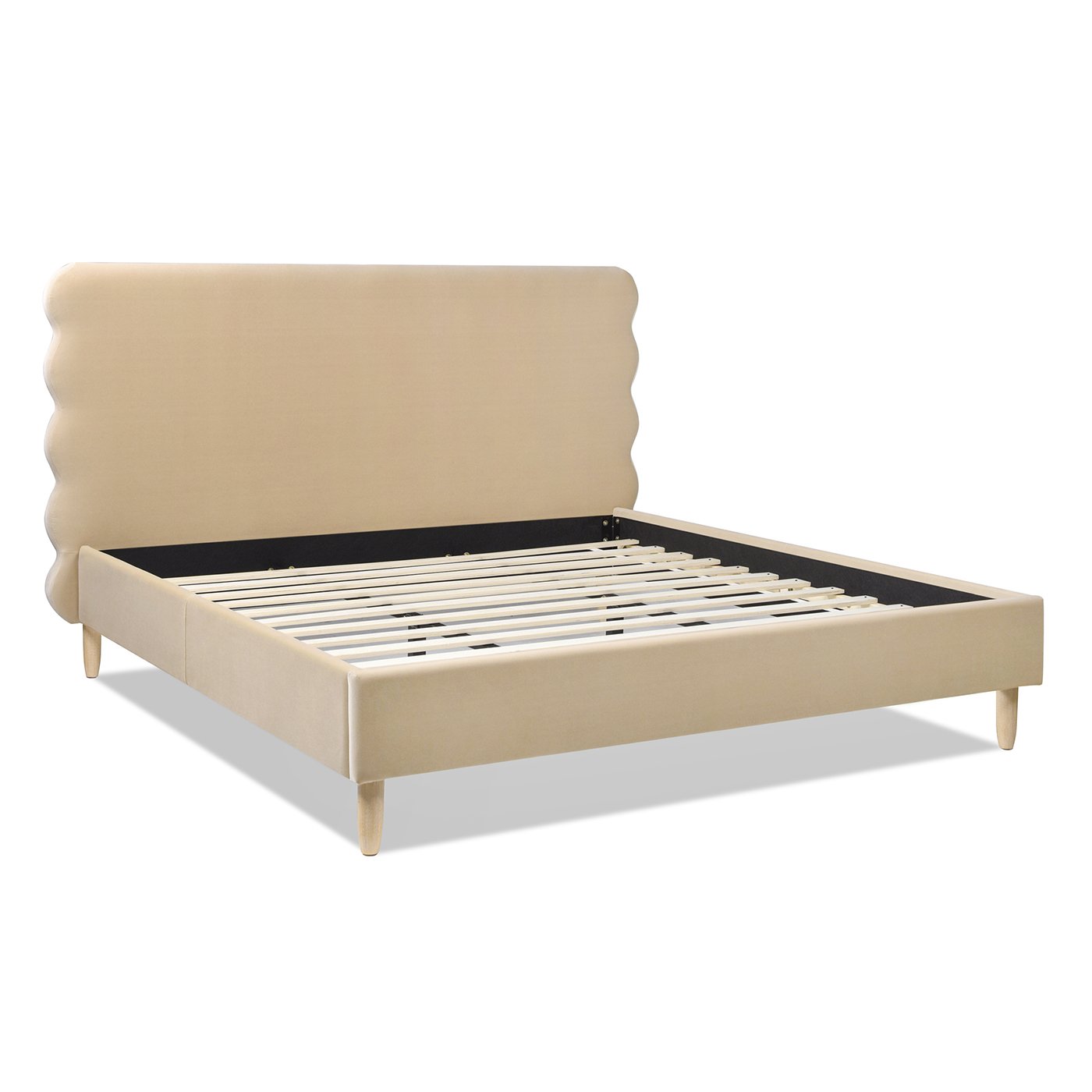 Stockholm - King Modern Wavy Headboard Platform Bed - Fawn Brown - Image 3