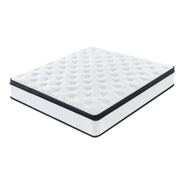 12" Full Size Hybrid Mattress With 7 Zoned Individual Pocket Spring Memory Foam Breathable Knitted Cover - White / Black