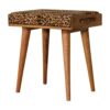 Leopard Velvet Tray Style Footstool - Brown Oak - Image 4