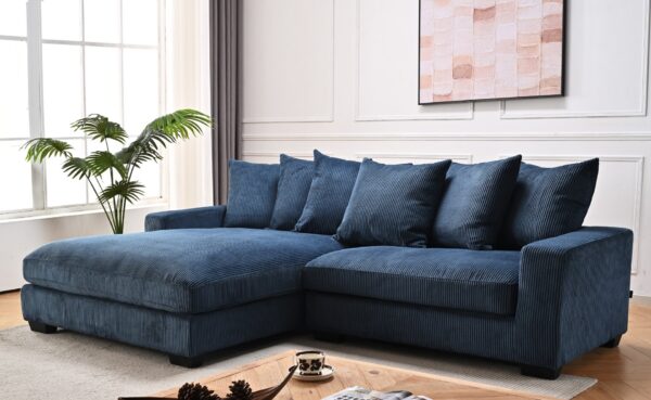 Luxe - Oversized 2 Piece Left Facing Sectional Couches For Living Room, L Shaped Sofa With Chaise - Blue