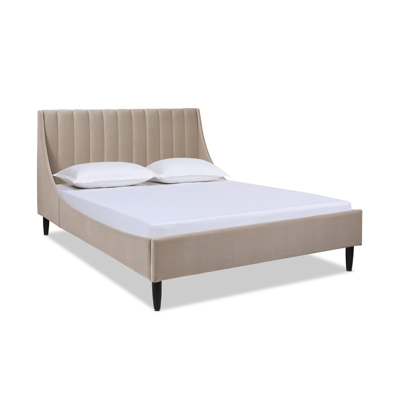 Aspen - Queen Vertical Tufted Modern Headboard Platform Bed Set - Mink Beige - Image 12