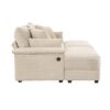 Double Chaise Lounge Set With Reversible Ottoman Soft Corduroy Fabric, Storage Ottomans, USB Port - Beige - Image 11