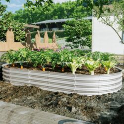 Heavy Duty Galvanized Raised Garden Bed Kit For Vegetables Flowers & Herbs Rust Resistant - Silver