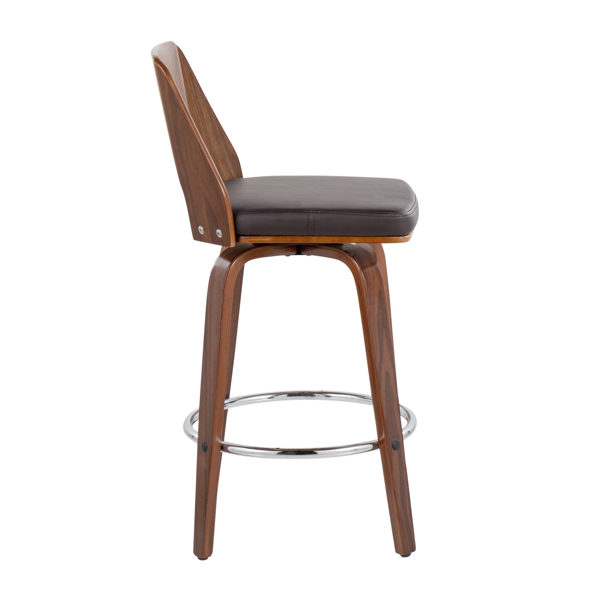 Trilogy - Mid-Century Modern Counter Stool (Set of 2) - Walnut / Brown - Image 3