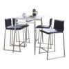 Marcel Mara - 5 Piece Upholstered Contemporary Counter Height Dining Set - Chrome / White / Black - Image 2